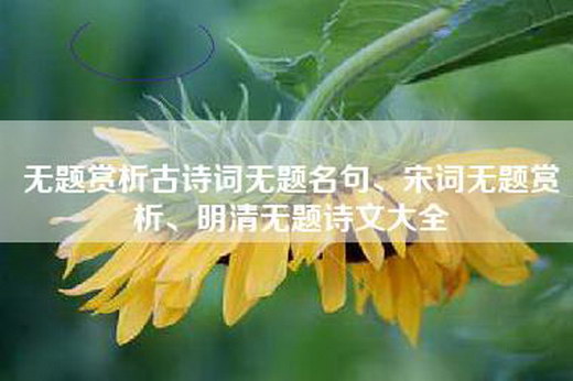 无题赏析古诗词无题名句、宋词无题赏析、明清无题诗文大全