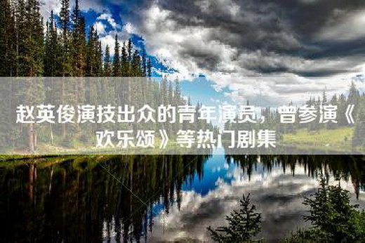赵英俊演技出众的青年演员，曾参演《欢乐颂》等热门剧集