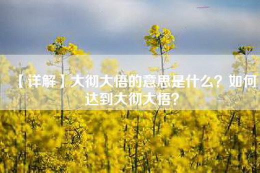 【详解】大彻大悟的意思是什么？如何达到大彻大悟？