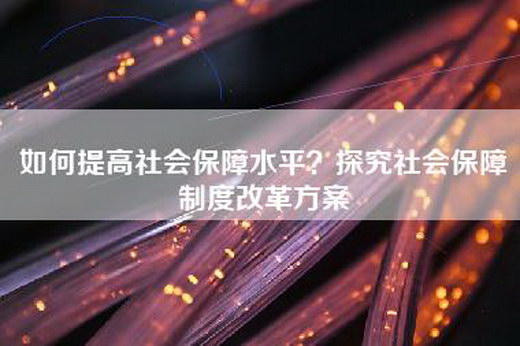 如何提高社会保障水平？探究社会保障制度改革方案