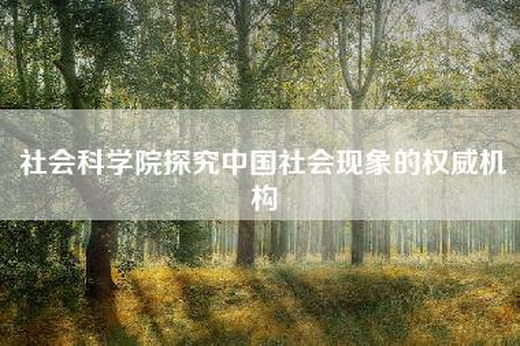 社会科学院探究中国社会现象的权威机构 社会科学院探究中国社会现象的权威机构